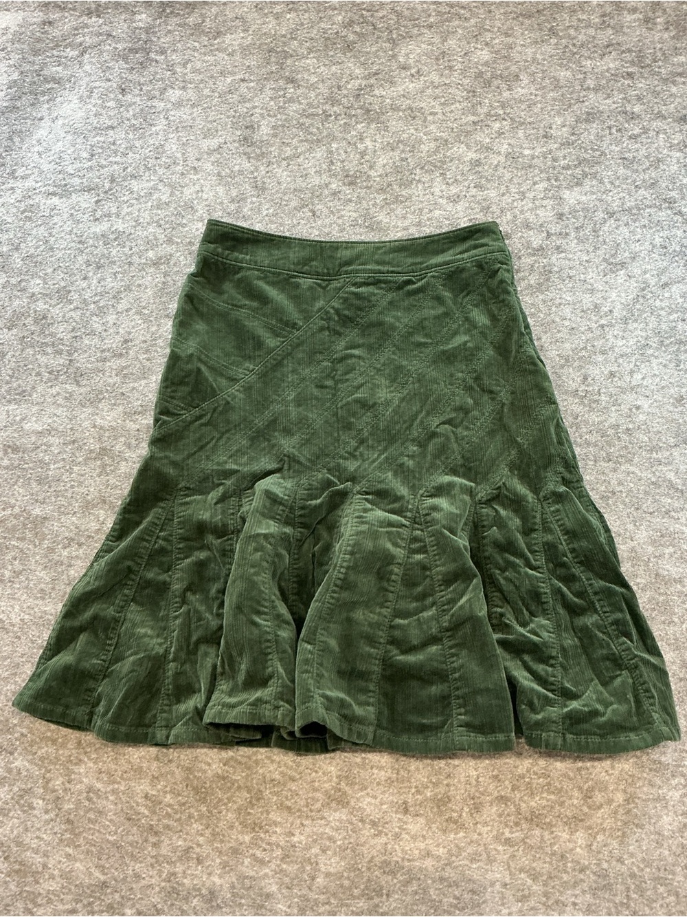 Fei Y2K Corduroy Fairycore Women’s Green Corduroy Flared Skirt Size 2